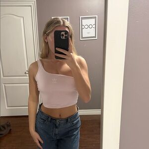 Adidas Women's Light Pink Asymmetrical Crop Top
